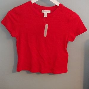 Tomato color slight burnout basic crop top.